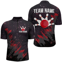 Load image into Gallery viewer, Personalized Red Bowling Jersey Team Custom 1/4 Bowling Shirt For Men &amp; Women BDT486