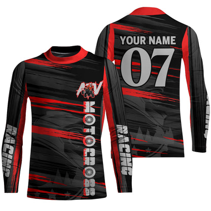 Kid Men Women Red ATV Motocross Jersey Personalized UPF30+ Quad Bike Shirt ATV MX Off-Road PDT738