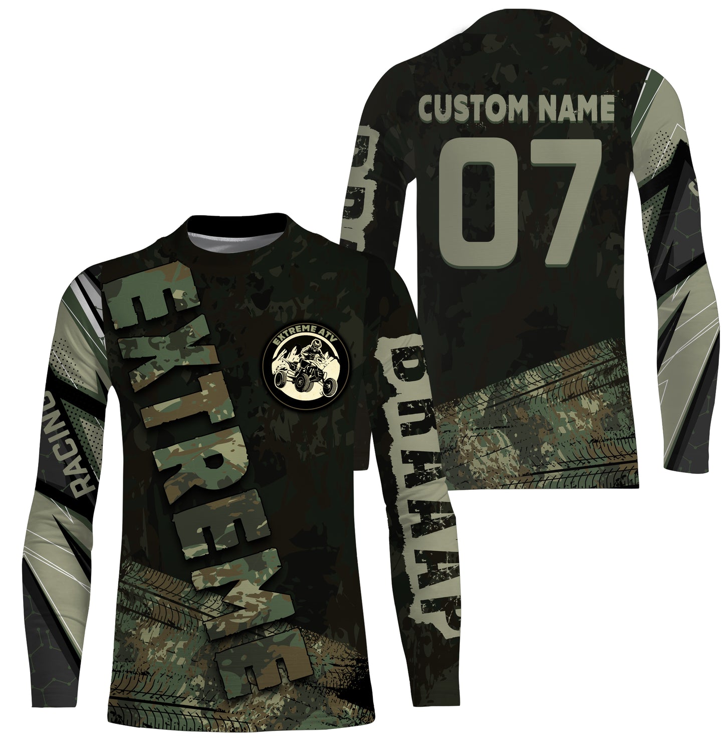 Green Camo Quad Racing Jersey Kid Men Women UPF30+ Custom ATV Motocross Off-road Shirt ATV MX PDT839