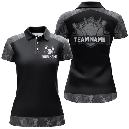 Grey Camo Bowling Shirts For Men And Women Custom Bowling Team Jersey Unisex Polo BDT598