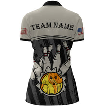 Load image into Gallery viewer, American Flag Bowling Jersey Women Patriotic Bowling Shirt Team League Bowling Quarter-Zip Shirt BDT310