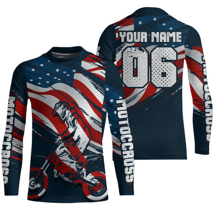American Flag Motocross Jersey Youth Men Women UPF30+ Custom Dirt Bike Shirt Motorcycle MX Racing PDT691