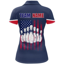 Load image into Gallery viewer, Navy Bowling Polo Shirt For Women Custom American Bowling Team Jersey Patriot Bowling Shirt BDT318