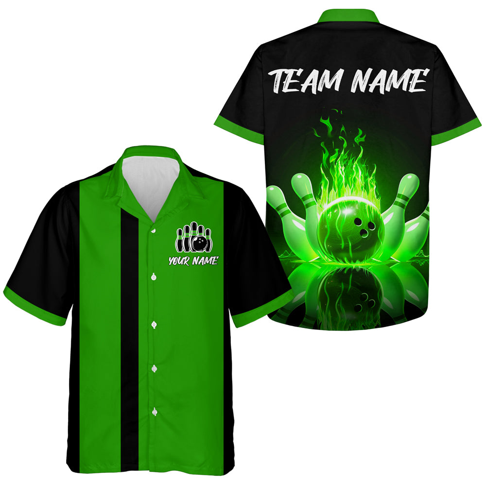 Flame Bowling Hawaiian Shirt for Men & Women Custom Retro Bowling Team Jersey BDT547