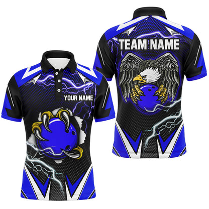 Custom Eagle Bowling Shirts for Men & Women Polo Bowling Team Jerseys Blue BDT468