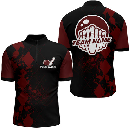 Bowling Quarter-Zip Shirts For Men Bowling Team League Jersey Custom Bowling Shirt BDT218