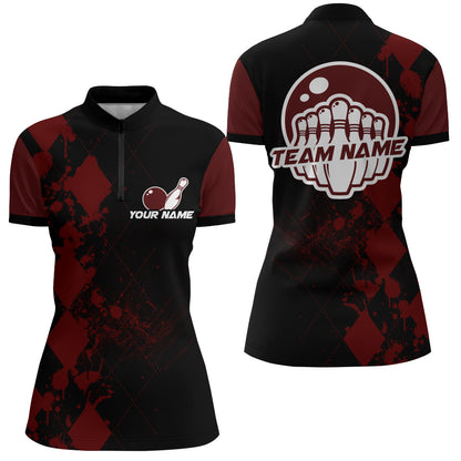 Bowling Quarter-Zip Shirts Women Bowling Team League Jersey Custom Bowling Shirt BDT219