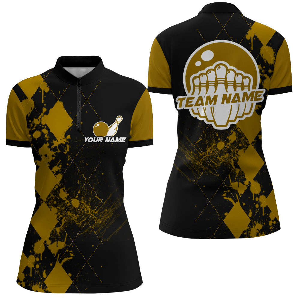 Bowling Quarter-Zip Shirts Women Bowling Team League Jersey Custom Bowling Shirt BDT219