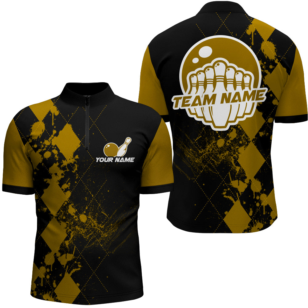 Bowling Quarter-Zip Shirts For Men Bowling Team League Jersey Custom Bowling Shirt BDT218