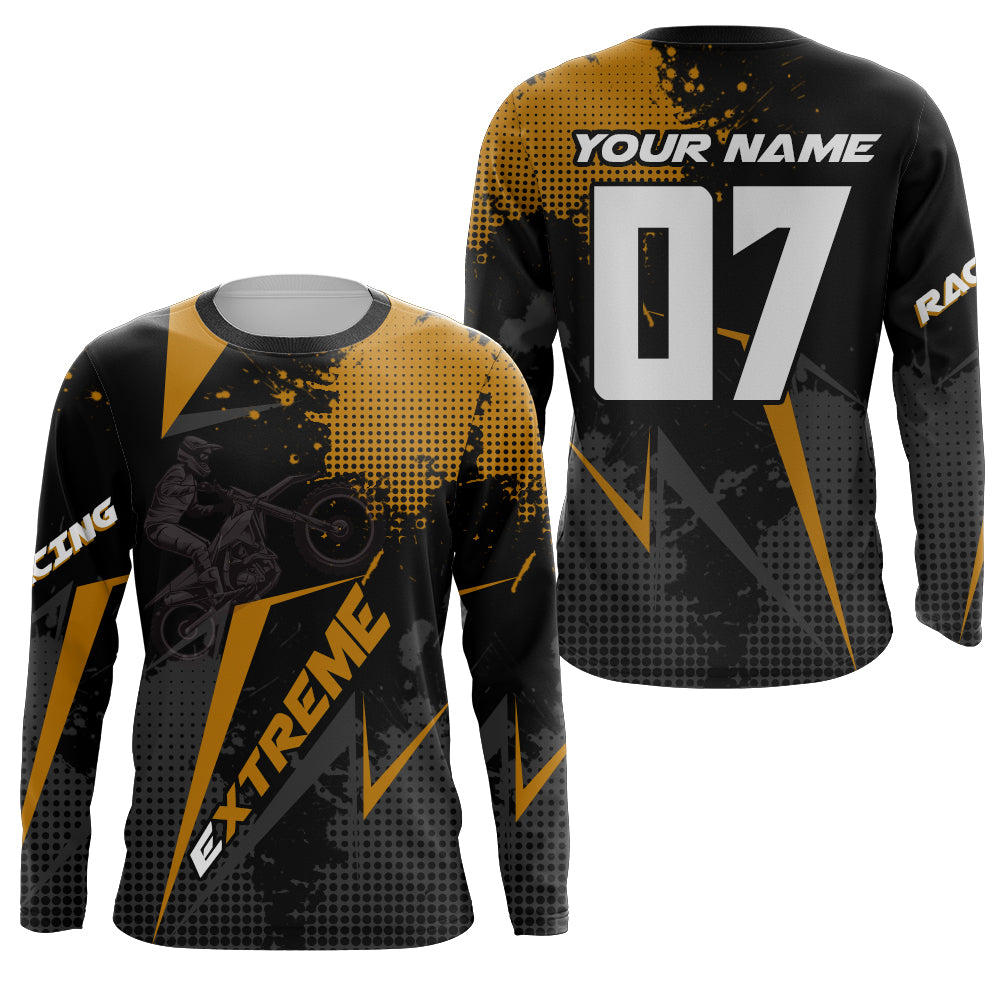 Dirt Bike Jersey Men Kid Women UPF30+ Custom Orange MX Riding Shirt Extreme Motocross Off-Road PDT605
