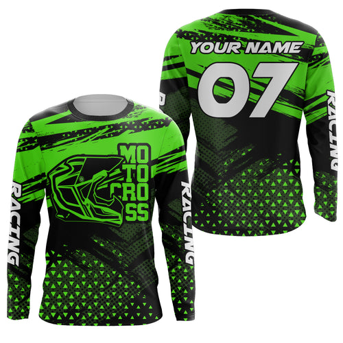 Green Dirt Bike Jersey Men Kid Women UPF30+ Custom MX Riding Shirt Motocross Off-Road Motorcycle PDT602