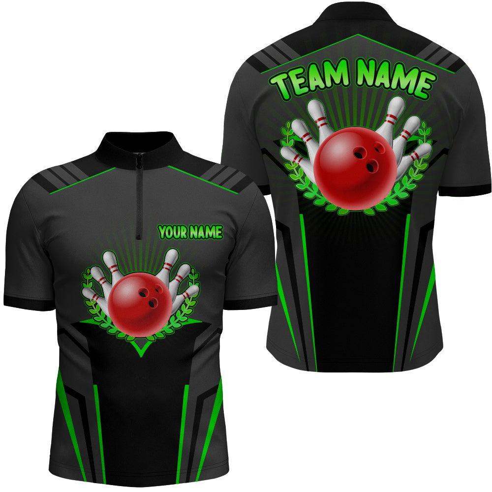 Personalized Bowling Jersey For Men Bowling Team League Shirts Custom Bowling Quarter-Zip Shirt BDT378