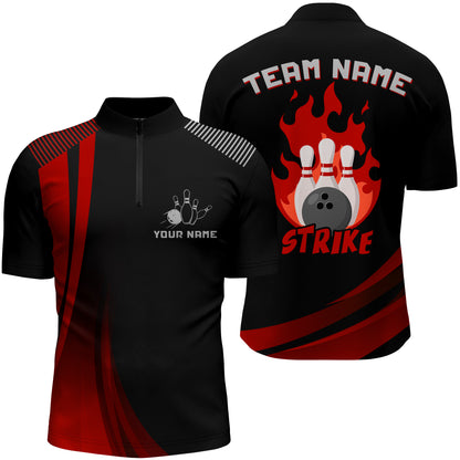 Custom Bowling Quarter-Zip Shirt Men Bowling Team Jersey American Flag Bowling Shirt BDT380