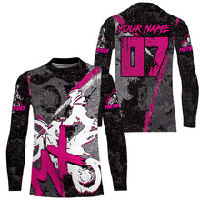 Load image into Gallery viewer, Kid Men Women Custom Pink Motocross Off-Road Jersey UPF30+ Extreme MX Dirt Bike Shirt Motorcycle PDT614