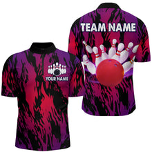 Load image into Gallery viewer, Red&amp;Purple Camo Bowling Shirt Unisex Bowling Team Jersey Men &amp; Women Custom Bowling 1/4 Zip BDT558