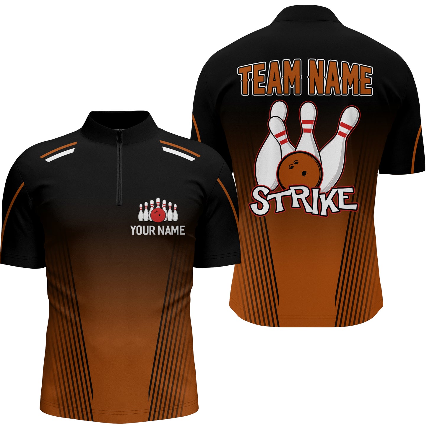 Strike Bowling Shirts For Men Custom Bowling Quarter-Zip Shirts Team Bowling Jerseys BDT346