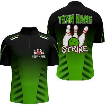 Strike Bowling Shirts For Men Custom Bowling Quarter-Zip Shirts Team Bowling Jerseys BDT346