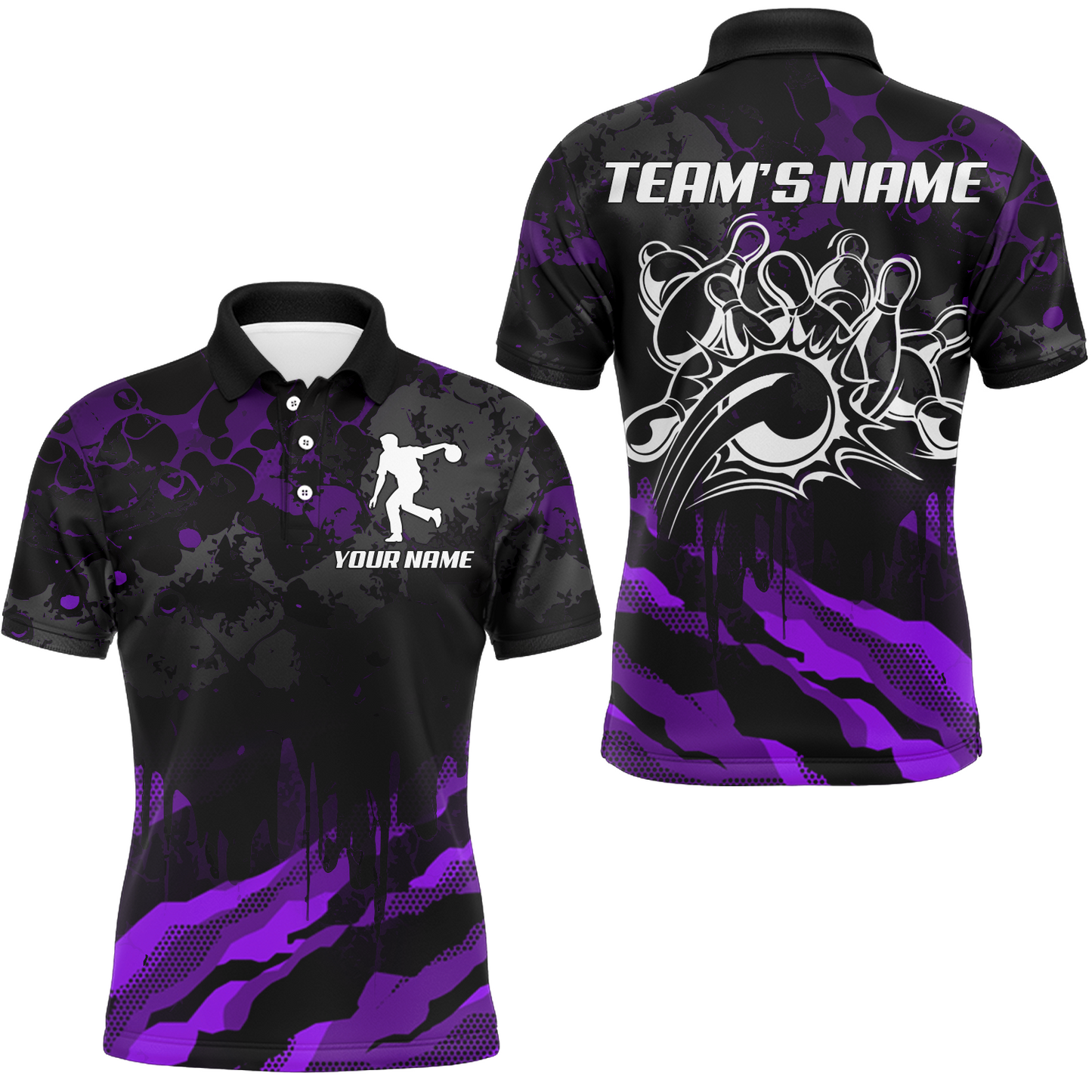 Men Bowling Polo Shirt Custom Camo Bowling Jersey Bowling Team League Shirt BDT285