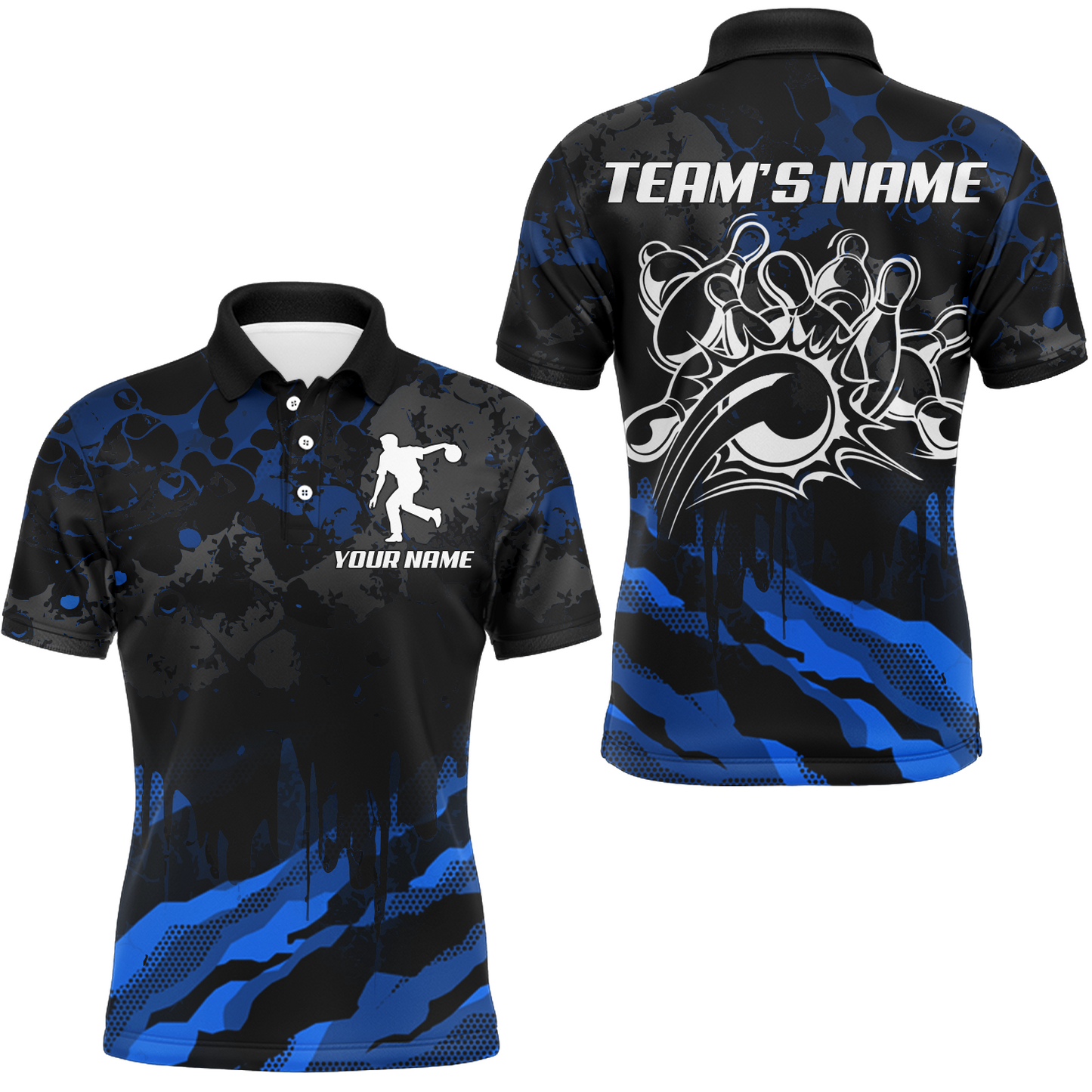 Men Bowling Polo Shirt Custom Camo Bowling Jersey Bowling Team League Shirt BDT285