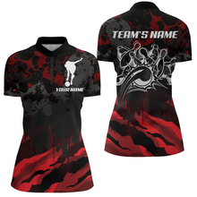 Load image into Gallery viewer, Women Bowling Quarter-Zip Shirt Custom Camo Bowling Jersey Bowling Team League Shirt BDT285