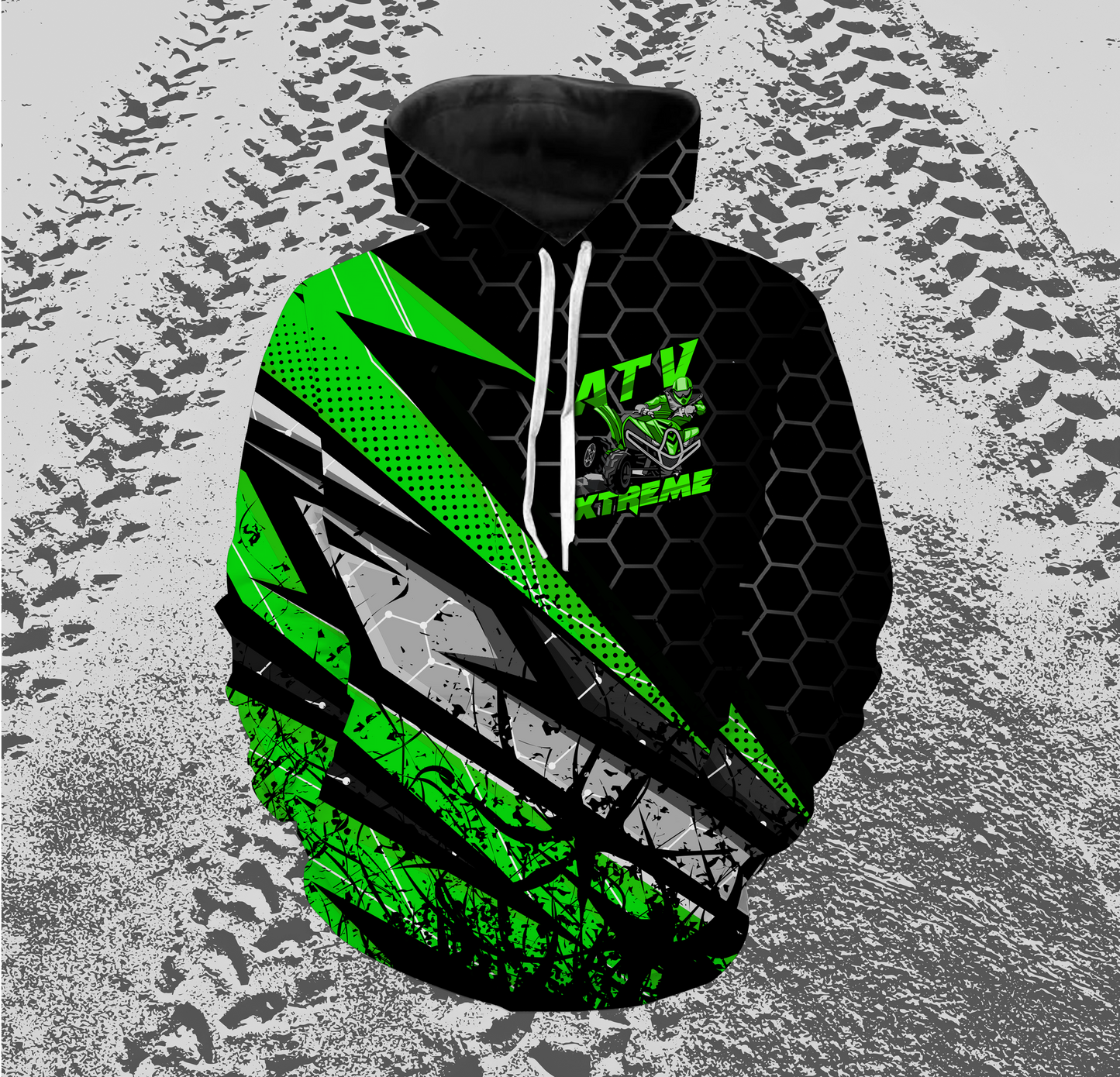 Adult ATV Quad Hoodie Green Custom Quad Bike Hooded Jersey Men Women Extreme Off-Road PDT905