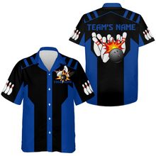 Load image into Gallery viewer, Black&amp;Blue Bowling Shirt For Men &amp; Women Custom Retro Bowling Jersey Hawaiian Bowling League Shirt BDT351