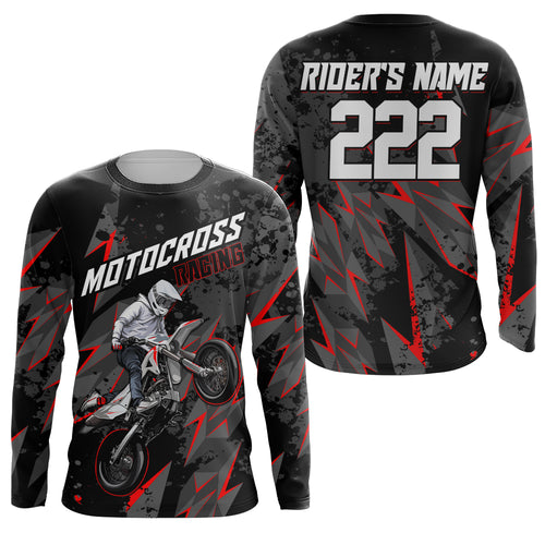 Custom Motocross Jersey Kid Men Women UPF30+ Red Dirt Bike Shirt MX Riding Off-Road Motorcycle PDT628