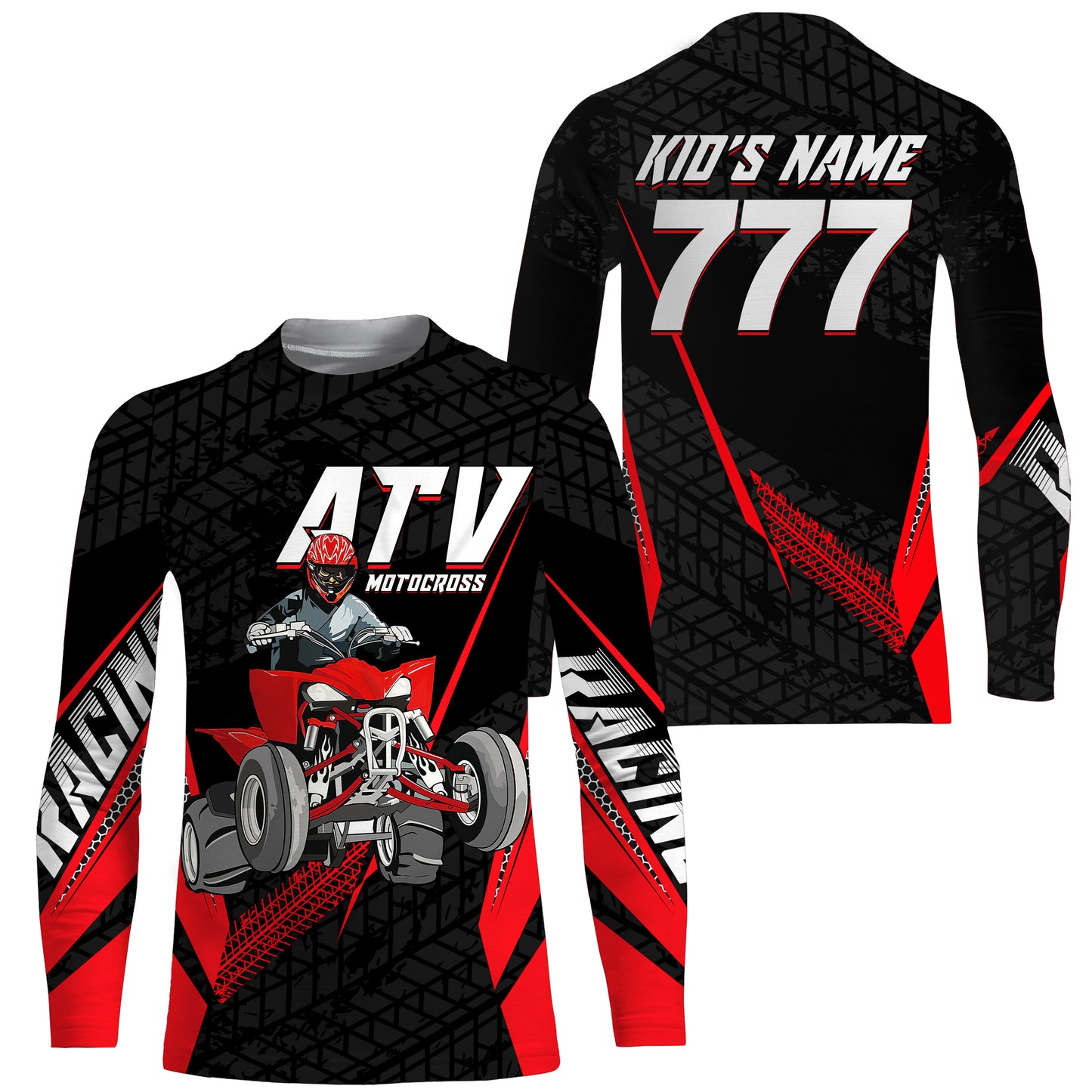 ATV Motocross Jersey Adult Youth UPF30+ Custom Quad Bike Off-Road Jersey Red ATV MX Racing Shirt PDT643