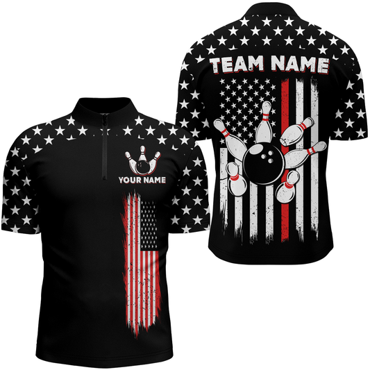 Custom American Bowling Quarter-Zip Shirts For Men Women Bowling Team Jersey Patriotic BDT497