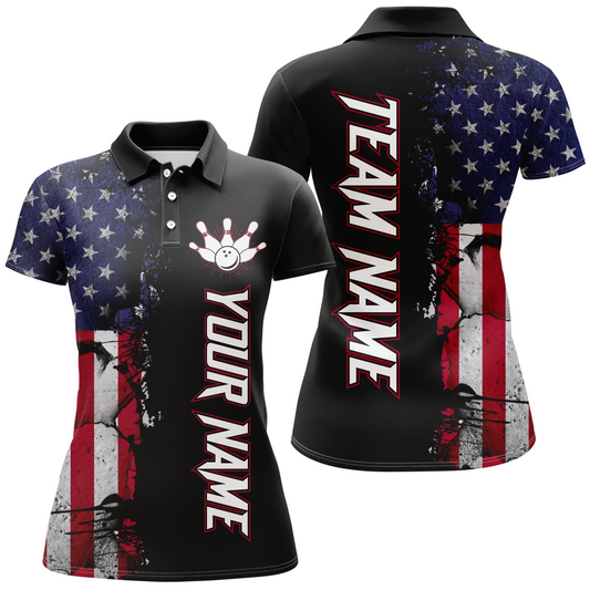 Personalized American Bowling Shirt Men & Women Bowling Team Jersey Black Bowling Polo BDT566