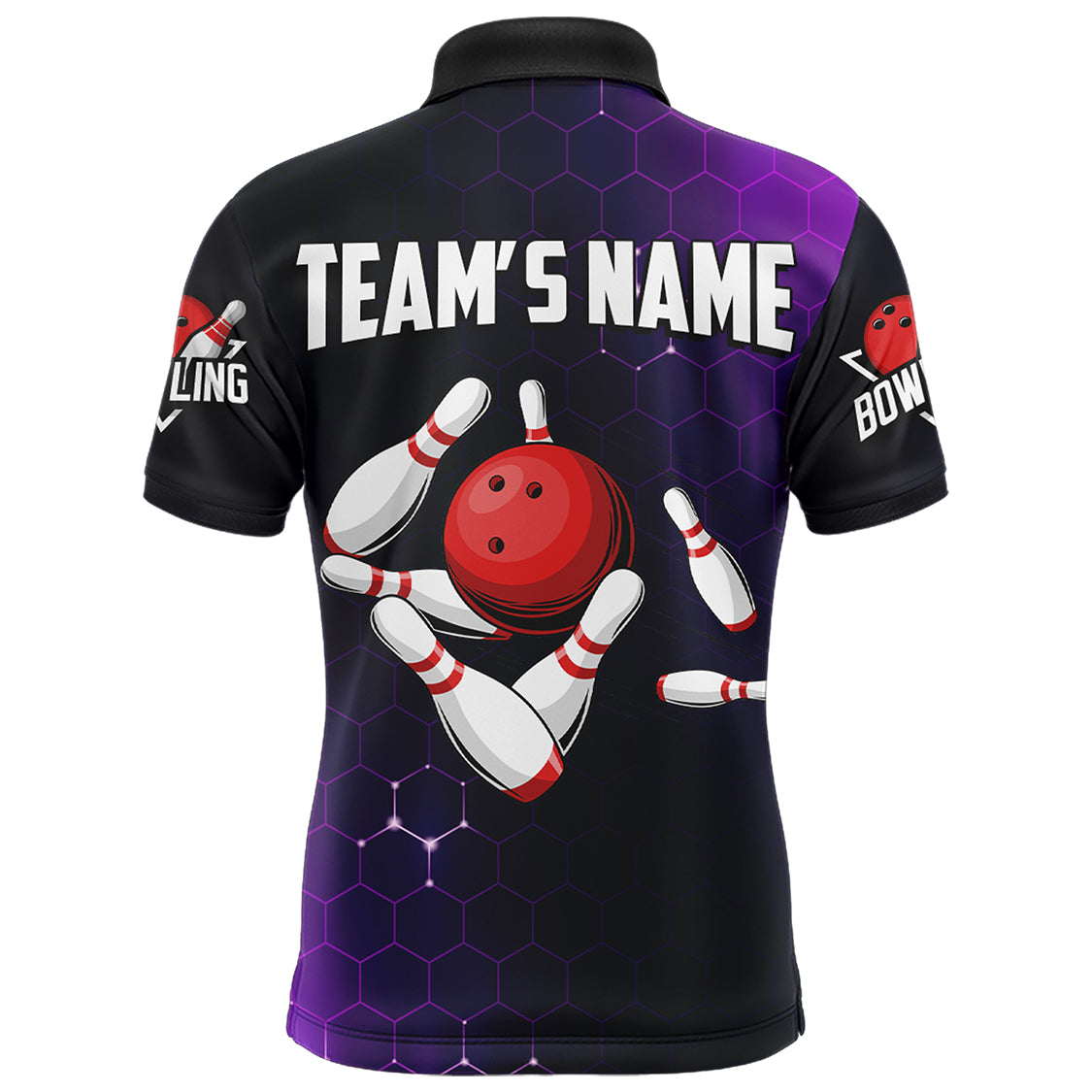 Purple Bowling Polo Shirt for Men Custom Bowling Jersey Bowling Team League Shirt BDT258