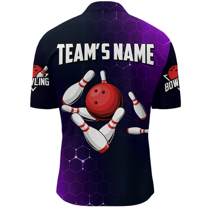 Purple Bowling Quarter-Zip Shirt for Men Custom Bowling Jersey Bowling Team League Shirt BDT258