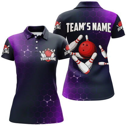 Purple Bowling Polo Shirt for Women Custom Bowling Jersey Bowling Team League Shirt BDT258