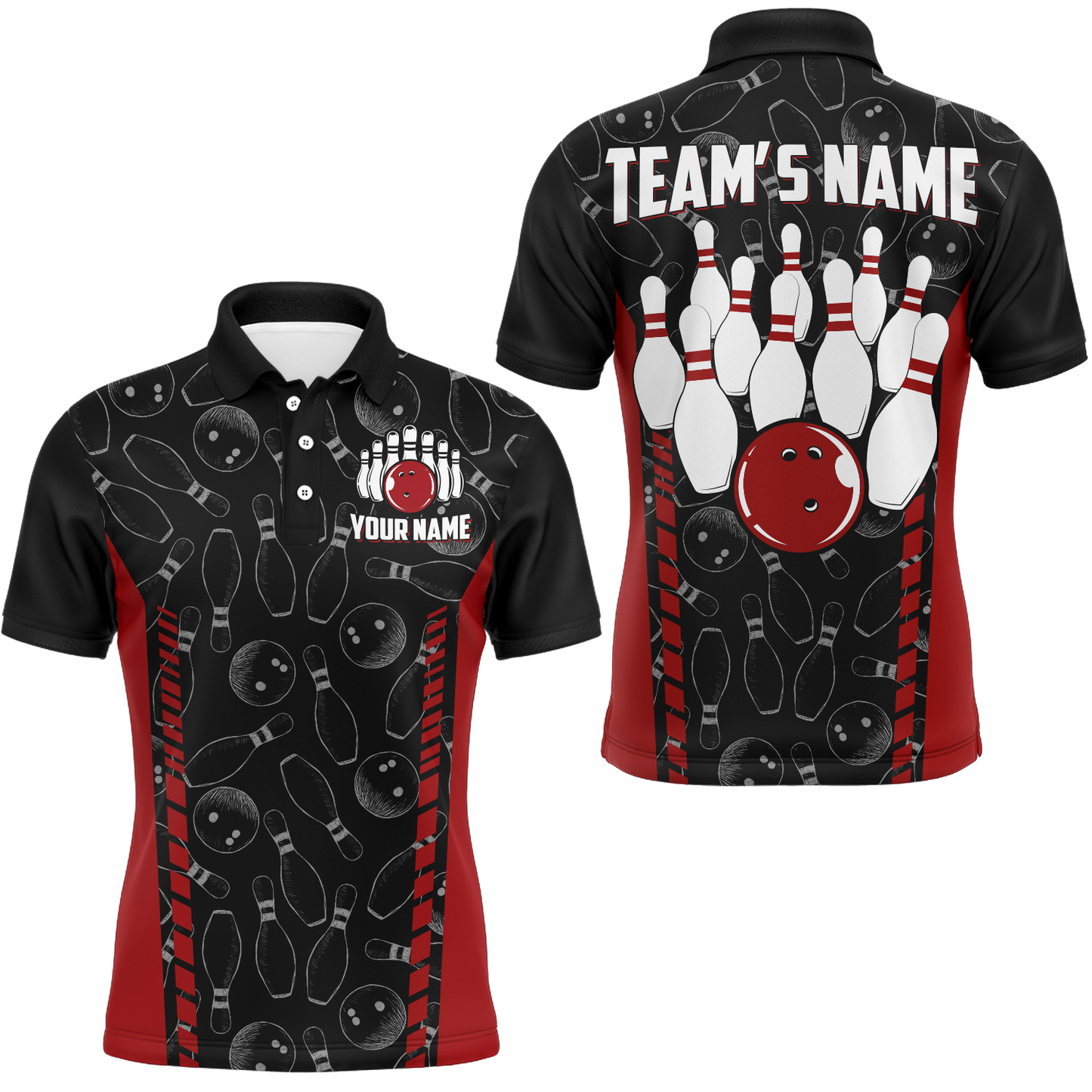 Custom Bowling Jersey For Men Seamless Pattern Bowling Shirt Team Bowling Polo Shirt BDT302
