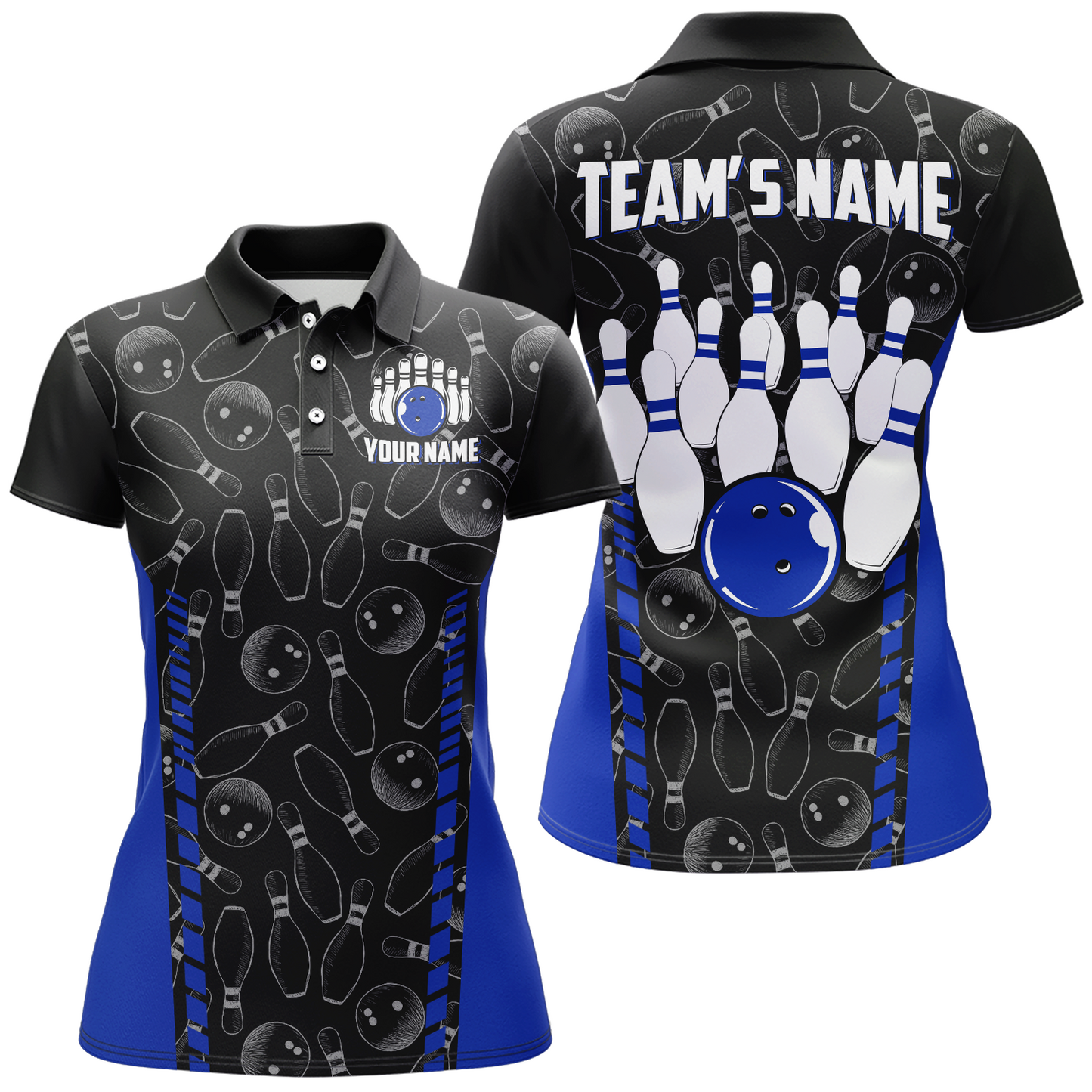 Custom Bowling Jersey For Women Seamless Pattern Bowling Shirt Team Bowling Polo Shirt BDT302