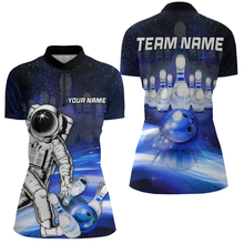 Load image into Gallery viewer, Astronaut Blue Bowling Shirts Men &amp; Women Personalized Bowling Team Jersey Unisex Quarter-Zip BDT532