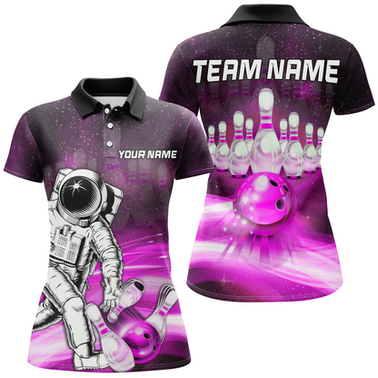 Astronaut Pink Bowling Shirts Men & Women Personalized Bowling Team Jersey Unisex Polo BDT532