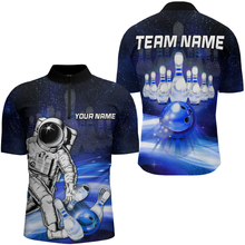 Load image into Gallery viewer, Astronaut Blue Bowling Shirts Men &amp; Women Personalized Bowling Team Jersey Unisex Quarter-Zip BDT532