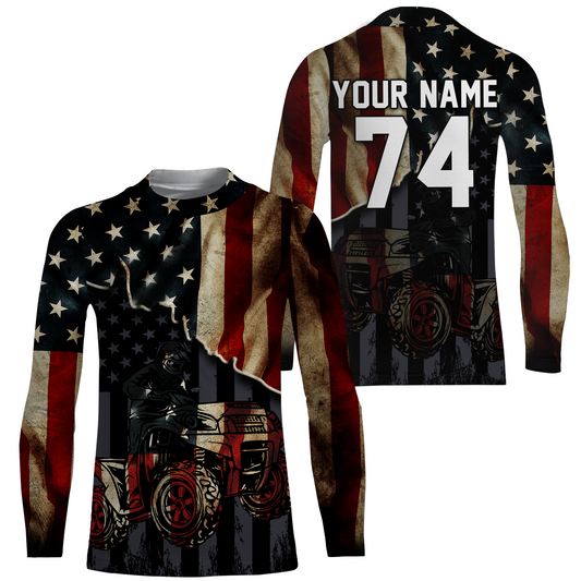 American Flag ATV Motocross Jersey Men Kid Women UPF30+ Patriotic Quad Bike Shirt Off-Road ATV MX PDT722