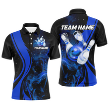 Load image into Gallery viewer, Blue Bowling Shirt Personalized Men &amp; Women Bowling Team Jersey Bowling Polo Shirts BDT570