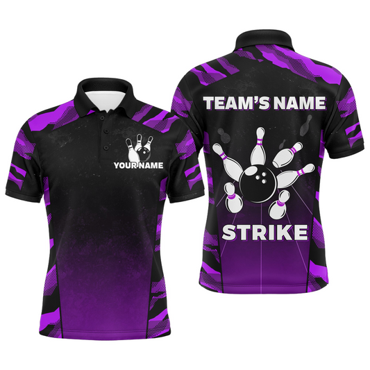 Camo Bowling Shirt Men Custom Bowling Polo Shirt Strike Bowling Team Jersey BDT328