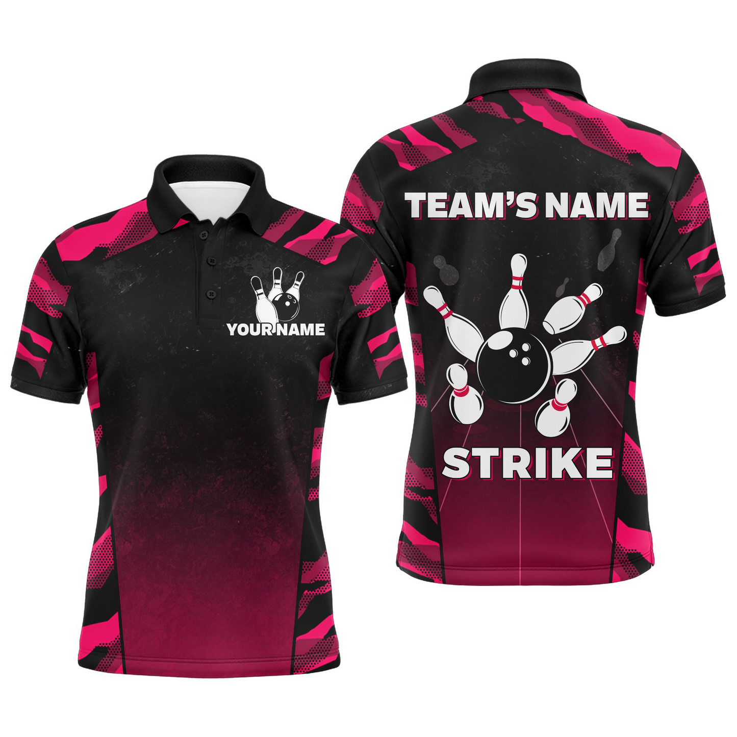 Camo Bowling Shirt Men Custom Bowling Polo Shirt Strike Bowling Team Jersey BDT328