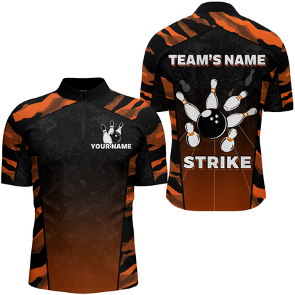 Camo Bowling Shirt Men Custom Bowling Quarter-Zip Shirt Strike Bowling Team Jersey BDT328