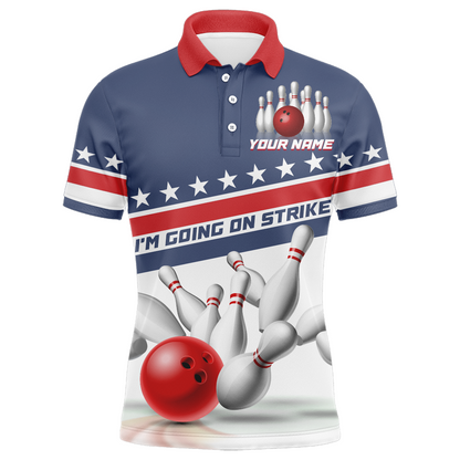 I'm Going On Strike Bowling Shirt For Men Custom American Bowling Jersey Team Bowling Polo Shirt BDT321