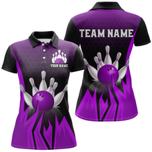 Load image into Gallery viewer, Custom Purple Flame Bowling Polo Shirts For Men &amp; Women Bowling Team Jersey BDT456