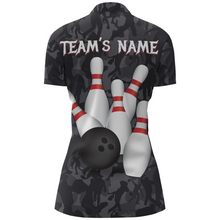 Load image into Gallery viewer, Camo Bowling Shirt Women Custom American Bowling Jersey Team League Bowling Quarter-Zip Shirt BDT325