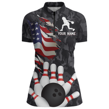 Load image into Gallery viewer, Camo Bowling Shirt Women Custom American Bowling Jersey Team League Bowling Quarter-Zip Shirt BDT325