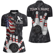 Load image into Gallery viewer, Camo Bowling Shirt Women Custom American Bowling Jersey Team League Bowling Quarter-Zip Shirt BDT325