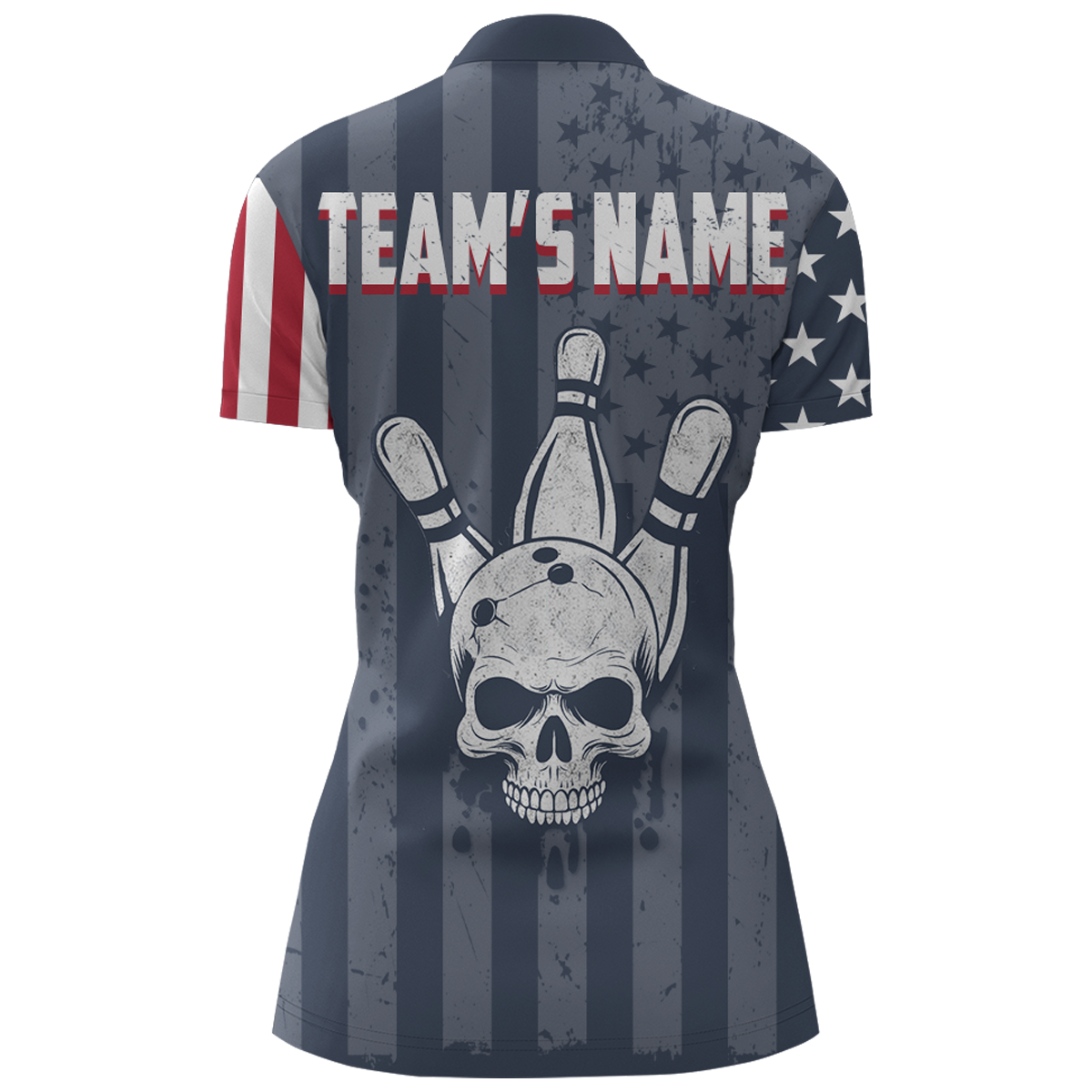 American Flag Bowling Shirt Women Skull Bowling Jersey Team Custom Bowling Quarter-Zip Shirt BDT379