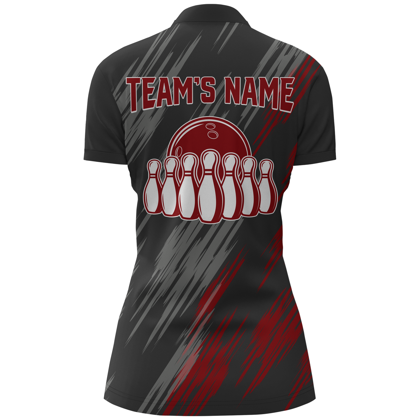 Skull Bowling Quarter-Zip Shirt For Women Black&Red Bowling Jersey Bowling Team Shirt BDT159
